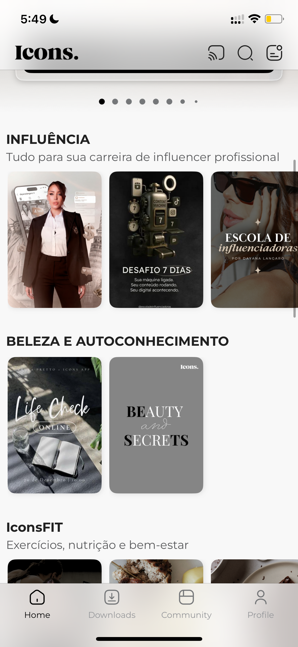 Categorias do app Icons