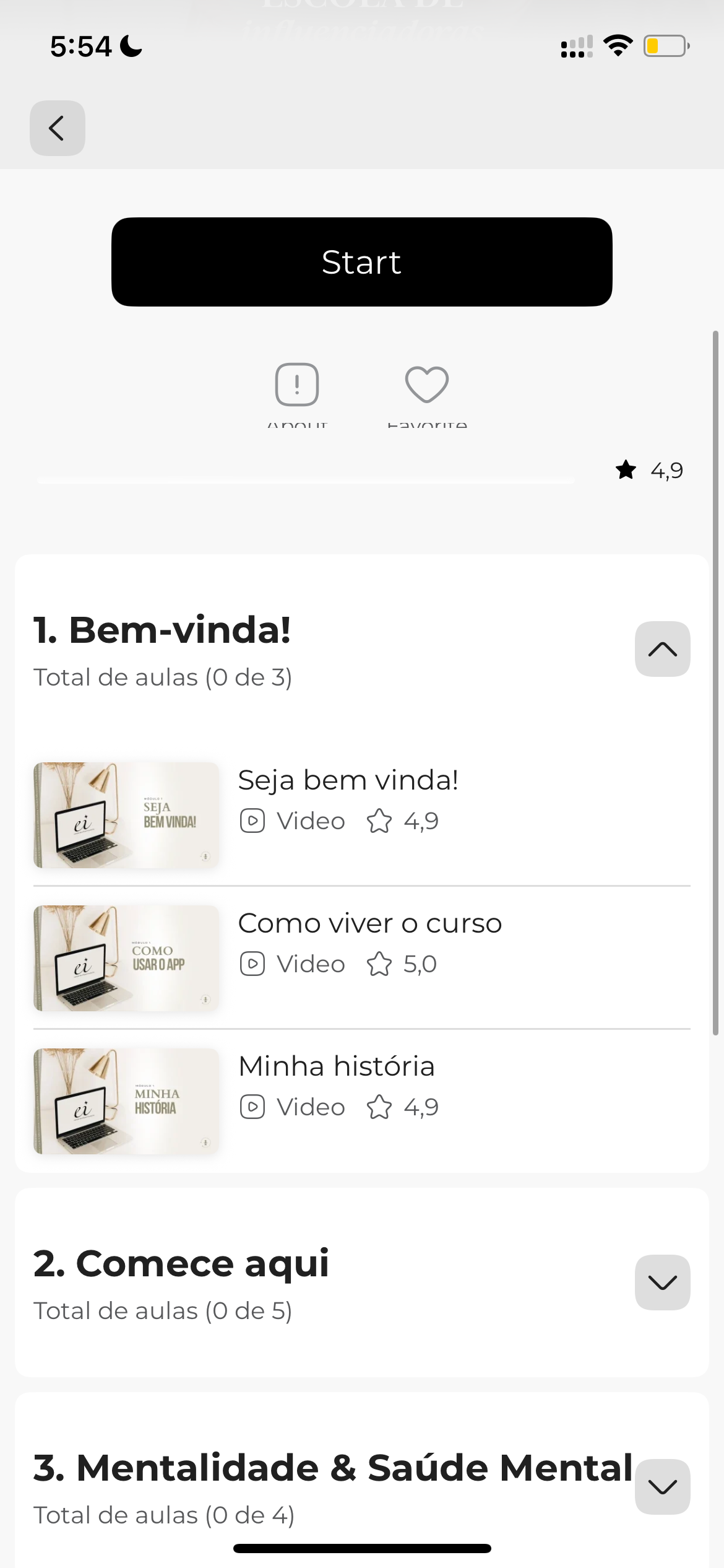 Detalhe de módulo no app Icons